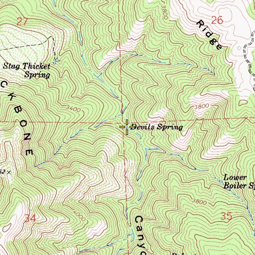 Topographic Map of Devils Spring, CA
