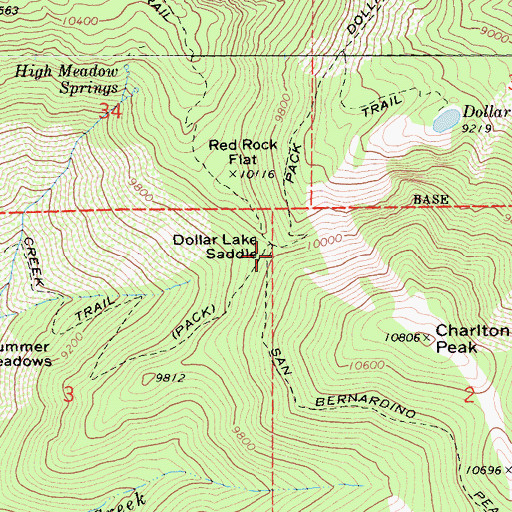 Topographic Map of Dollar Lake Saddle, CA