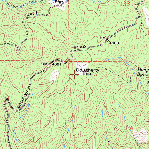 Topographic Map of Dougherty Flat, CA