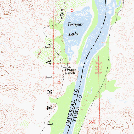 Topographic Map of Draper Ranch, CA