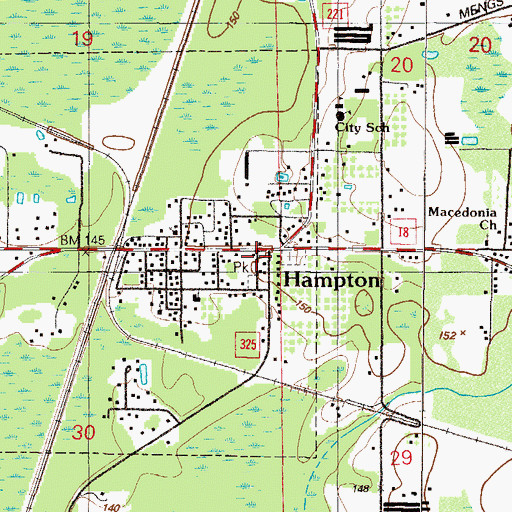 Topographic Map of Hampton Park, FL