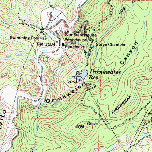 Topographic Map of Drinkwater Reservoir, CA