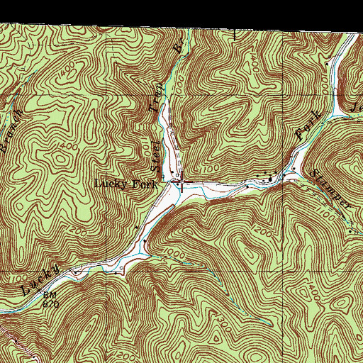 Topographic Map of Luck Fork Post Office (historical), KY