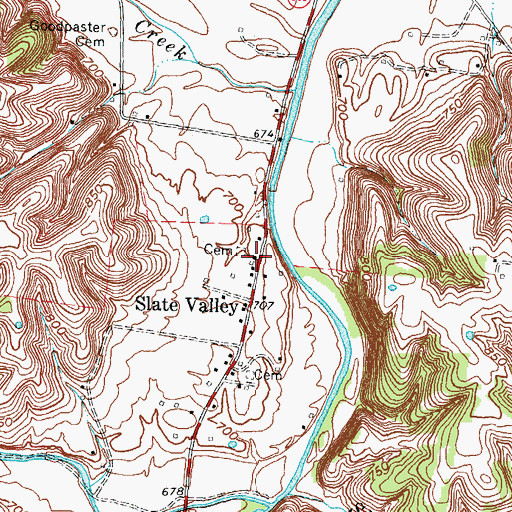 Topographic Map of Slate Valley Christian Church, KY