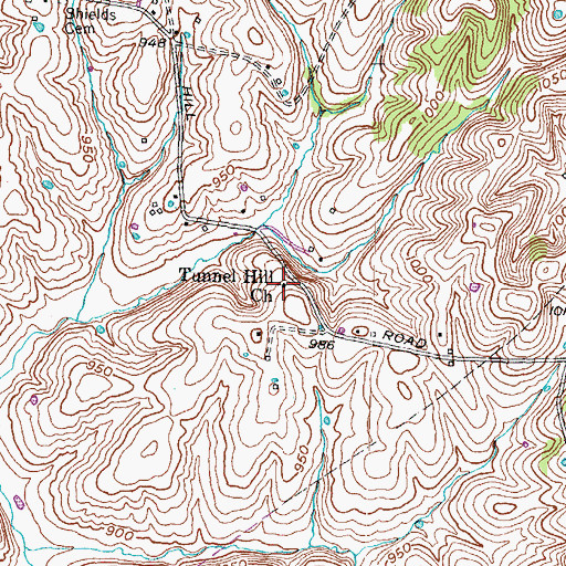 Topographic Map of Tunnel Hill, KY
