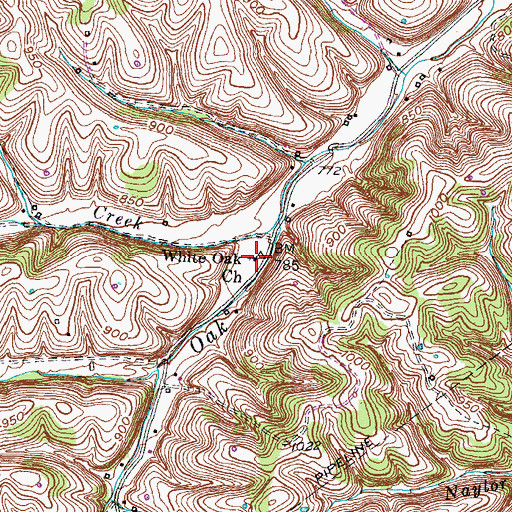 Topographic Map of White Oak, KY