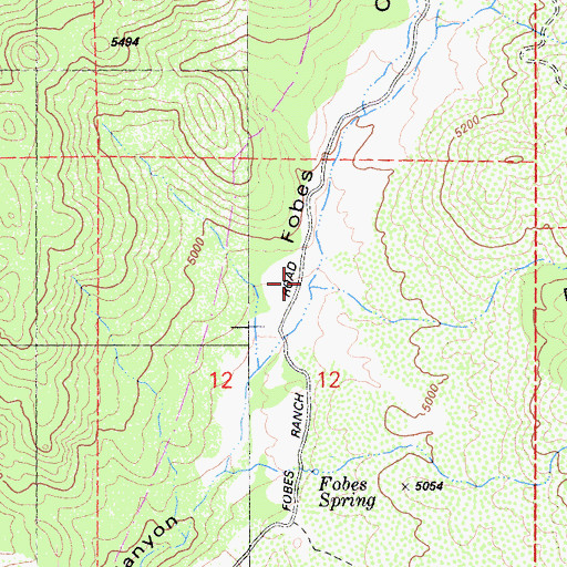 Topographic Map of Duchess Canyon, CA