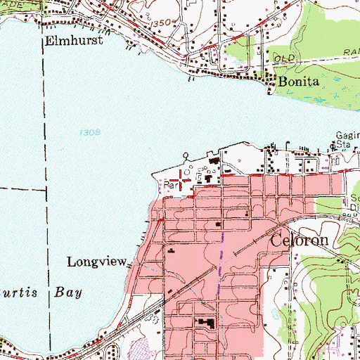 Topographic Map of Celoron Park (historical), NY