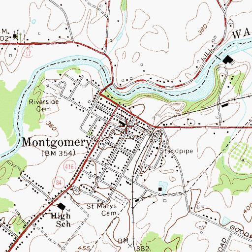 Topographic Map of Montgomery Village Hall, NY
