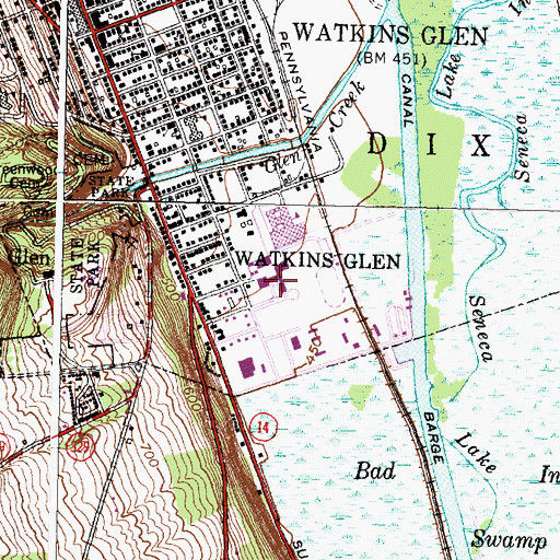 Topographic Map of Watkins Glen Elementary School, NY