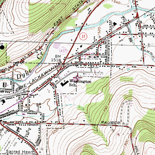 Topographic Map of Wellsville Elementary School, NY