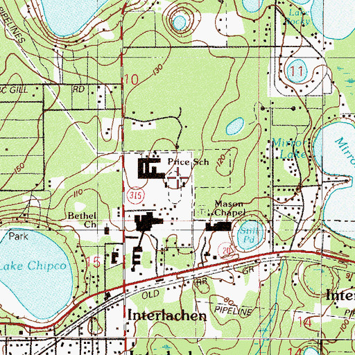 Topographic Map of Interlachen High School Football Stadium, FL