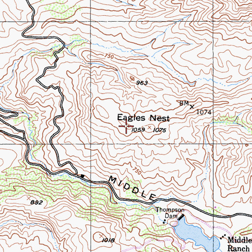 Topographic Map of Eagles Nest, CA