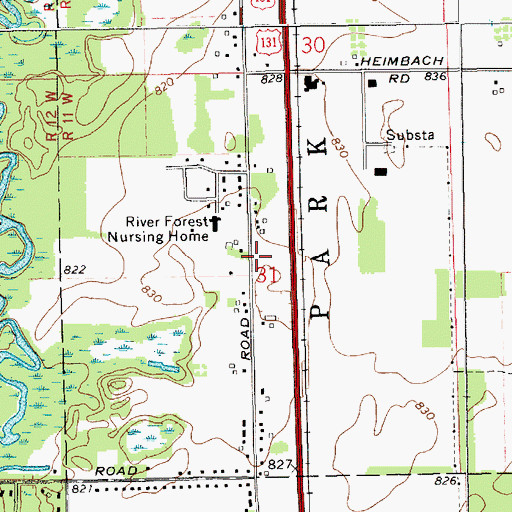 Topographic Map of Temple Baptist Church, MI