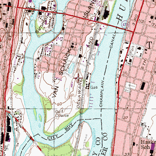 Topographic Map of Van Schaick Island Country Club, NY