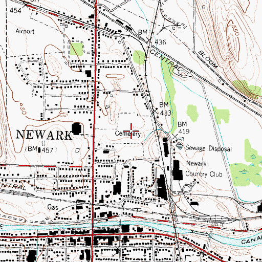 Topographic Map of Newark Cemetery, NY