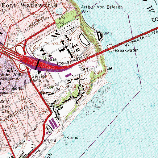 Topographic Map of Battery Barry (historical), NY