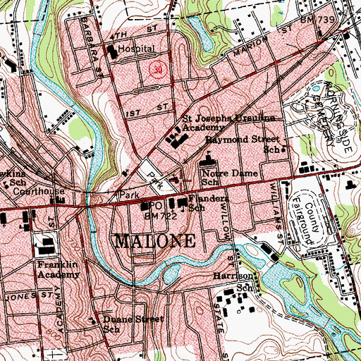 Topographic Map of Notre Dame Church, NY