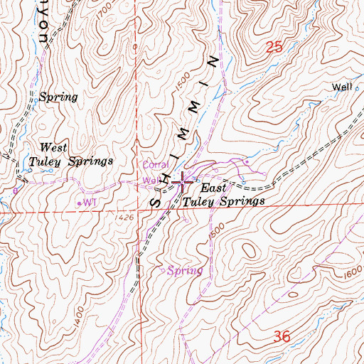 Topographic Map of East Tuley Springs, CA