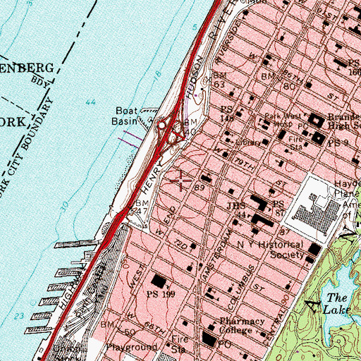 Topographic Map of West End-Collegiate Historic District, NY