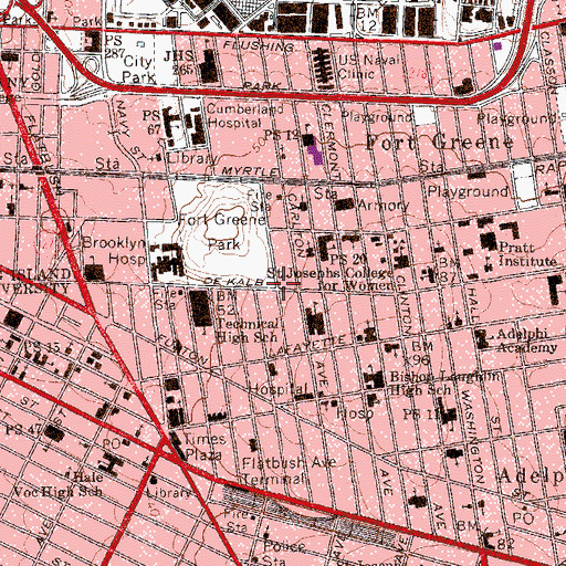Topographic Map of Fort Greene Historic District, NY