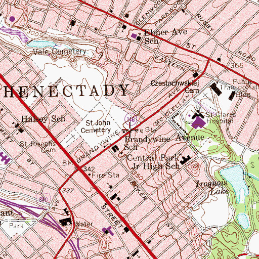 Topographic Map of Schenectady Fire Station Number 9, NY