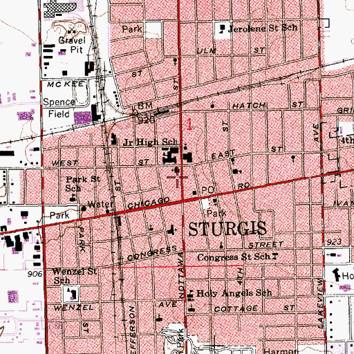 Topographic Map of Sturgis Fire Department, MI
