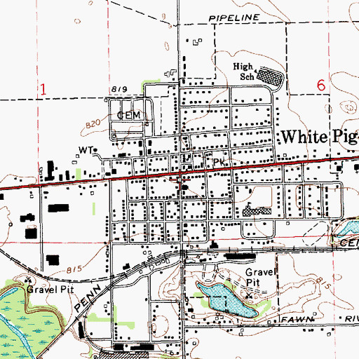 Topographic Map of White Pigeon Police Department, MI