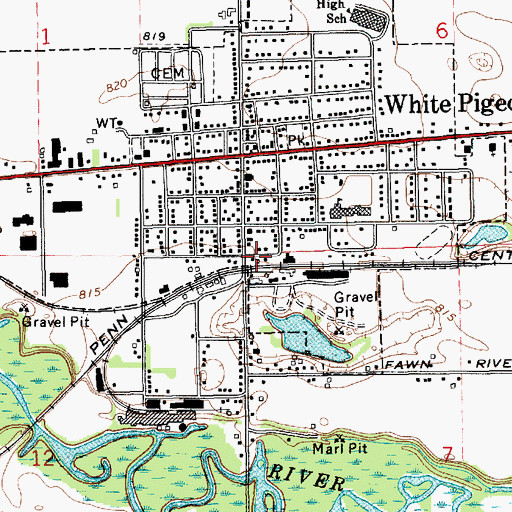 Topographic Map of White Pigeon Station, MI