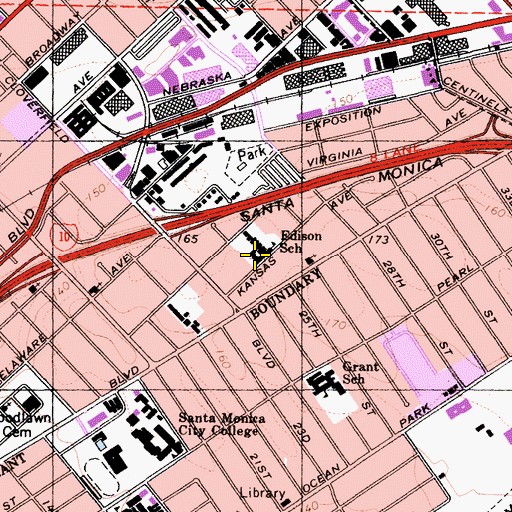 Topographic Map of Edison Elementary School, CA