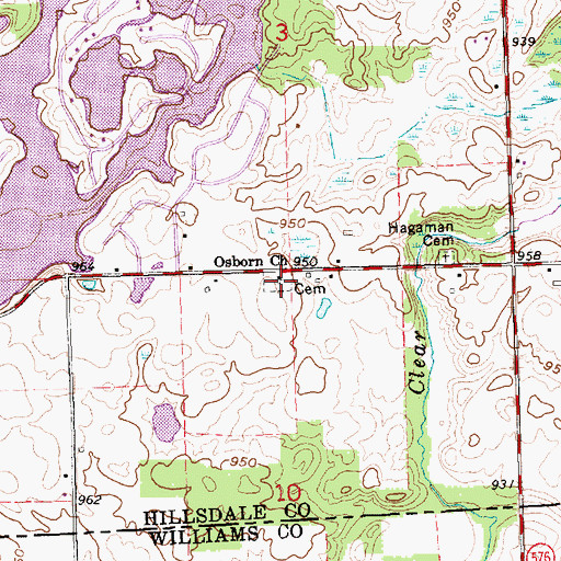 Topographic Map of Osborn Cemetery, MI