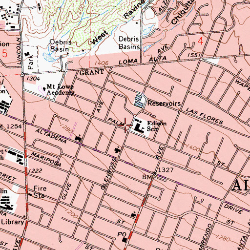 Topographic Map of Edison Elementary School, CA