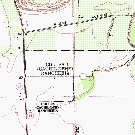 Topographic Map of Colusa Rancheria, CA