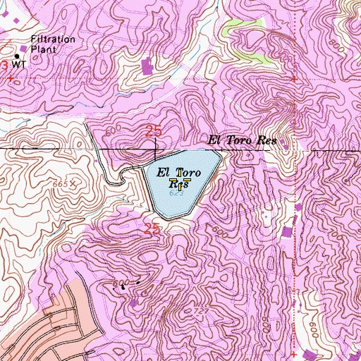 Topographic Map of El Toro Reservoir, CA