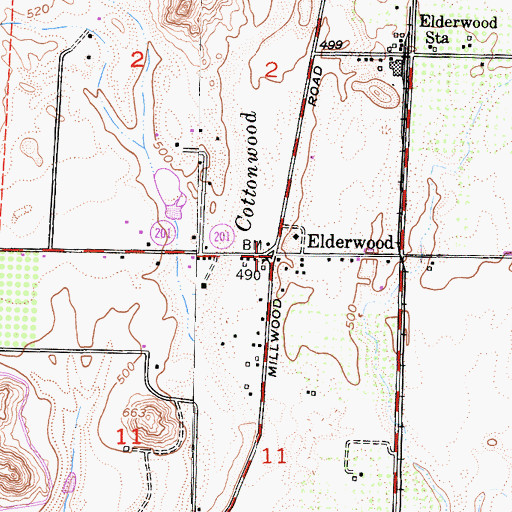 Topographic Map of Elderwood, CA
