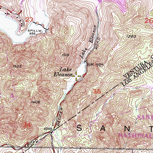 Topographic Map of Lake Eleanor, CA