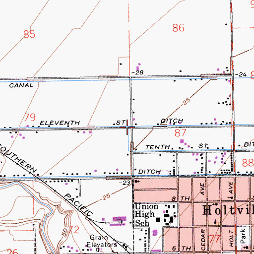 Topographic Map of Eleventh Street Ditch, CA