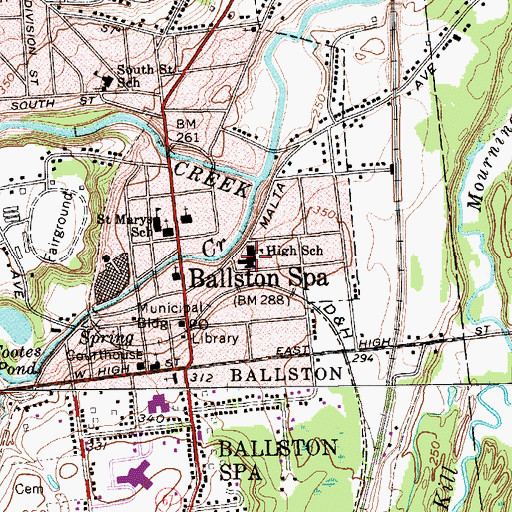Topographic Map of Ballston Junior High School (historical), NY