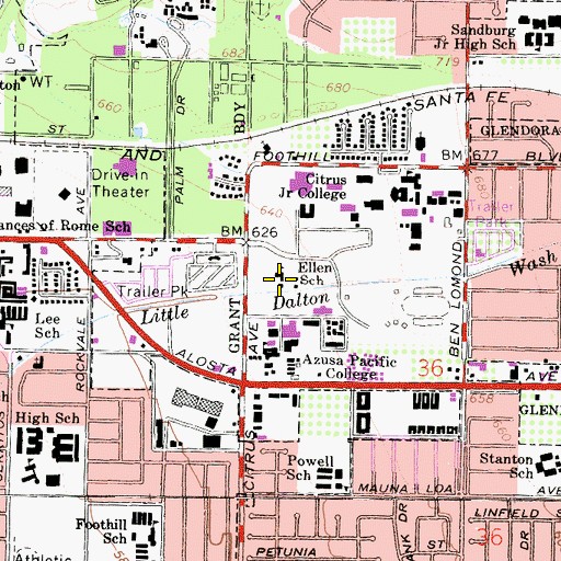 Topographic Map of Ellen School, CA