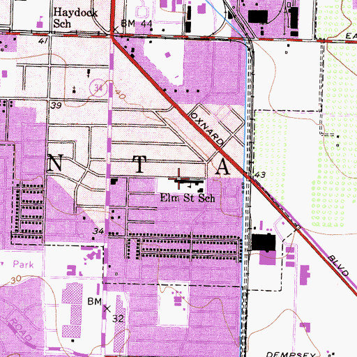 Topographic Map of Elm Street School, CA