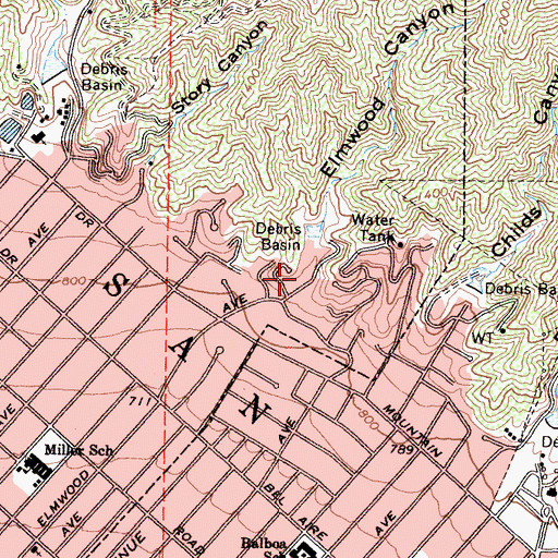 Topographic Map of Elmwood Canyon, CA