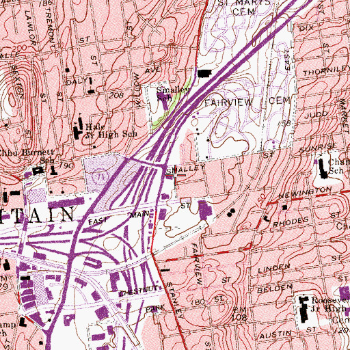 Topographic Map of New Britain Fire Department Station 5, CT