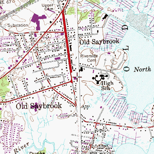 Topographic Map of Old Saybrook Fire Department Company 1, CT