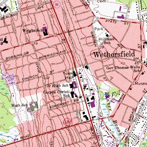 Topographic Map of Wethersfield Town Fire Marshal's Office, CT