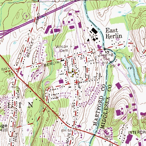 Topographic Map of East Berlin Fire Department, CT
