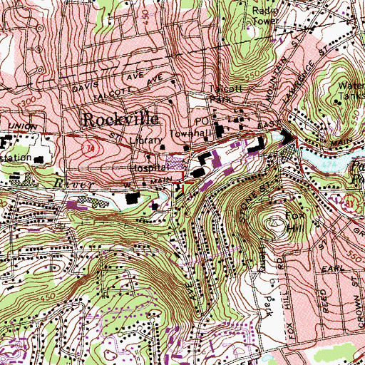 Topographic Map of Vernon Fire Marshal's Office, CT