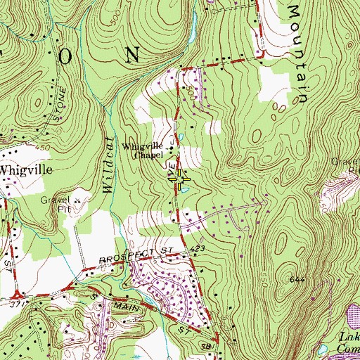 Topographic Map of Burlington Volunteer Fire Department Station 3 Whigville Station, CT