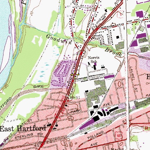 Topographic Map of East Hartford Fire Department Station 2, CT