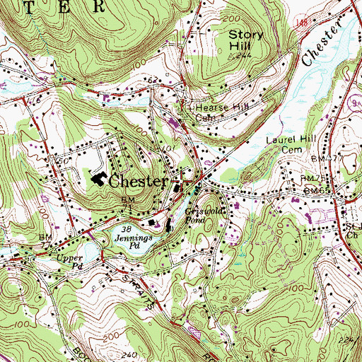 Topographic Map of Chester Fire Department Hose Company 1, CT