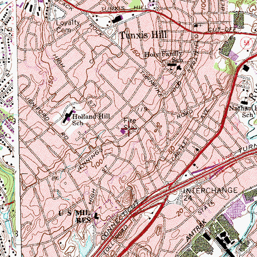 Topographic Map of Fairfield Fire Department Station 2, CT
